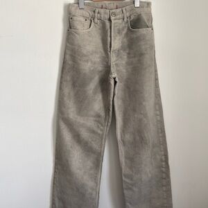 Textured Gray green Straight-Leg Jeans